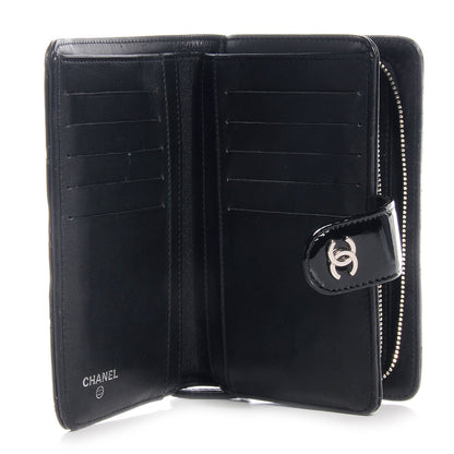 Chanel Patent Quilted CC French Wallet Black 5 of 8