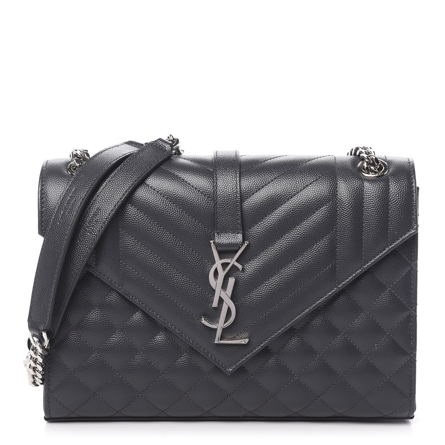 Saint Laurent Grain De Poudre Textured Mixed Matelasse Medium Triquilt Monogram Satchel Earth 1 of 9