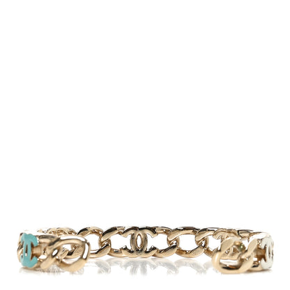 Chanel Enamel CC Chain Link Cuff Bracelet Gold Multicolor 3 of 4