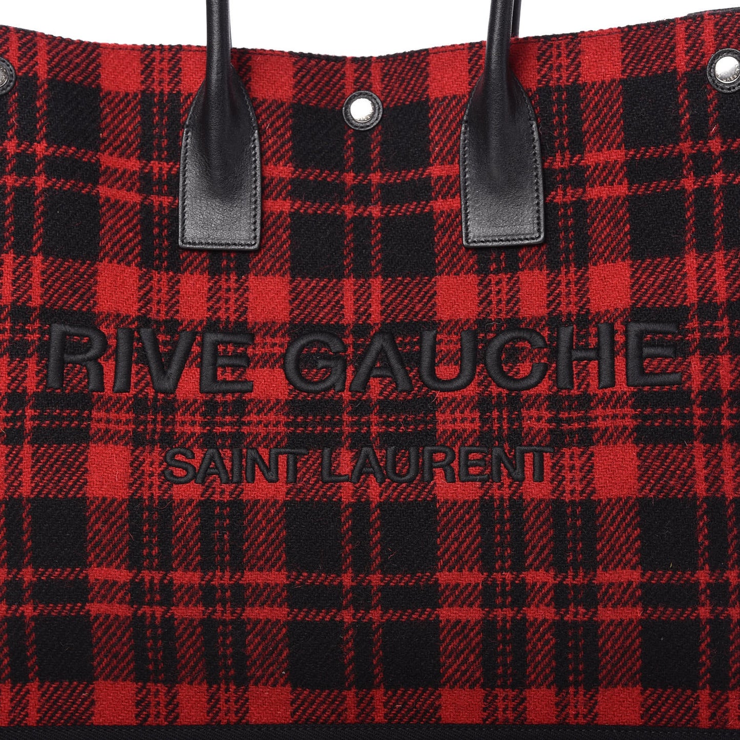 Wool Tartan Rive Gauche Tote Red Black