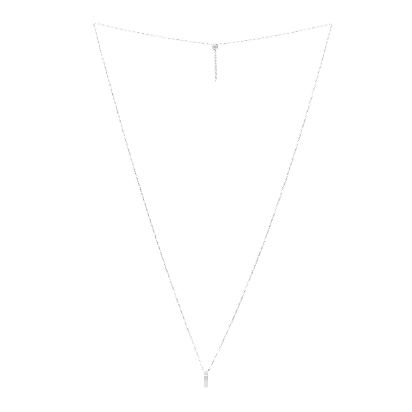 18K White Gold Diamond D Side Pendant Necklace