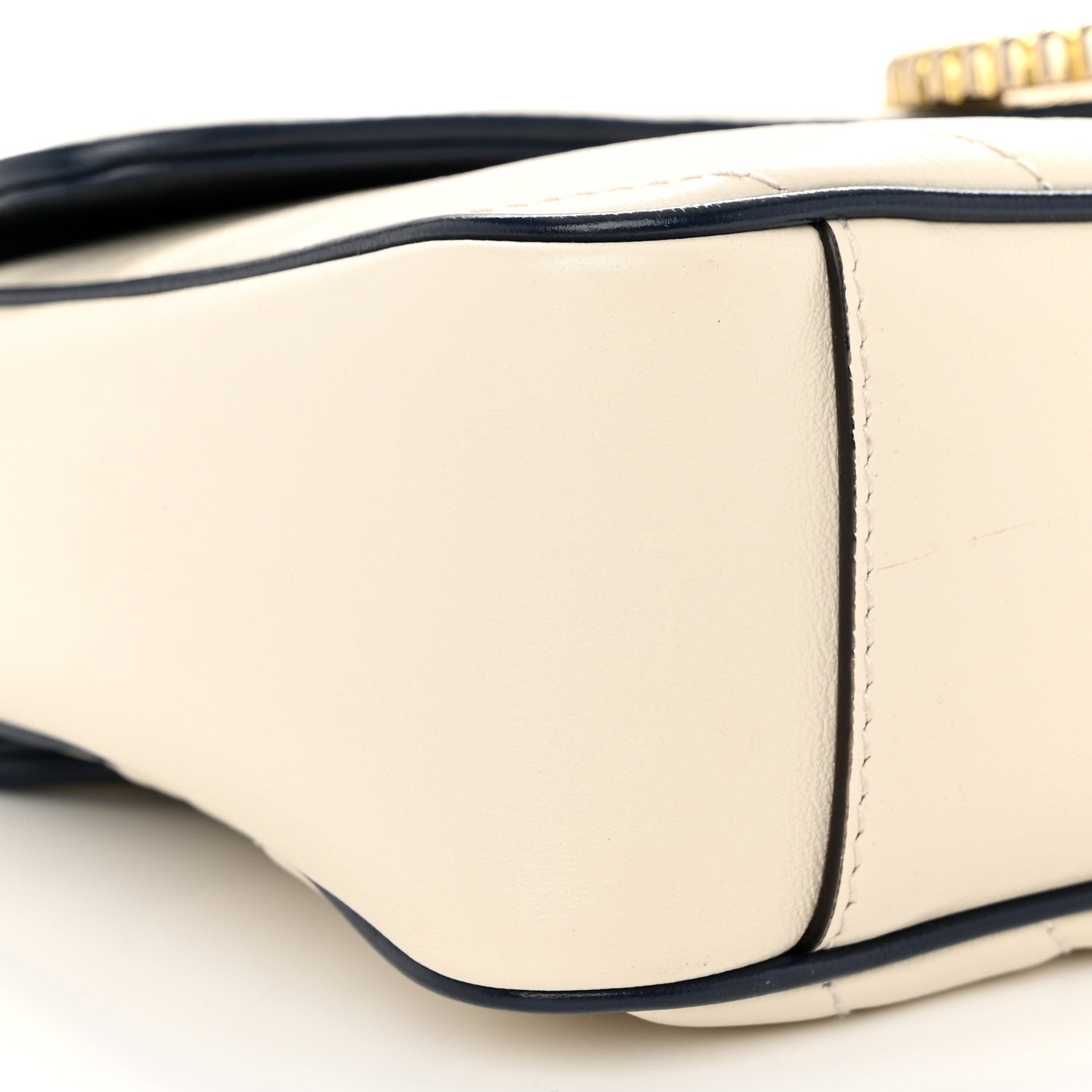 Gucci Vintage Effect Calfskin Matelasse Diagonal Small Torchon GG Marmont Shoulder Bag Mystic White Blue Agata 9 of 10