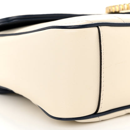 Gucci Vintage Effect Calfskin Matelasse Diagonal Small Torchon GG Marmont Shoulder Bag Mystic White Blue Agata 9 of 10