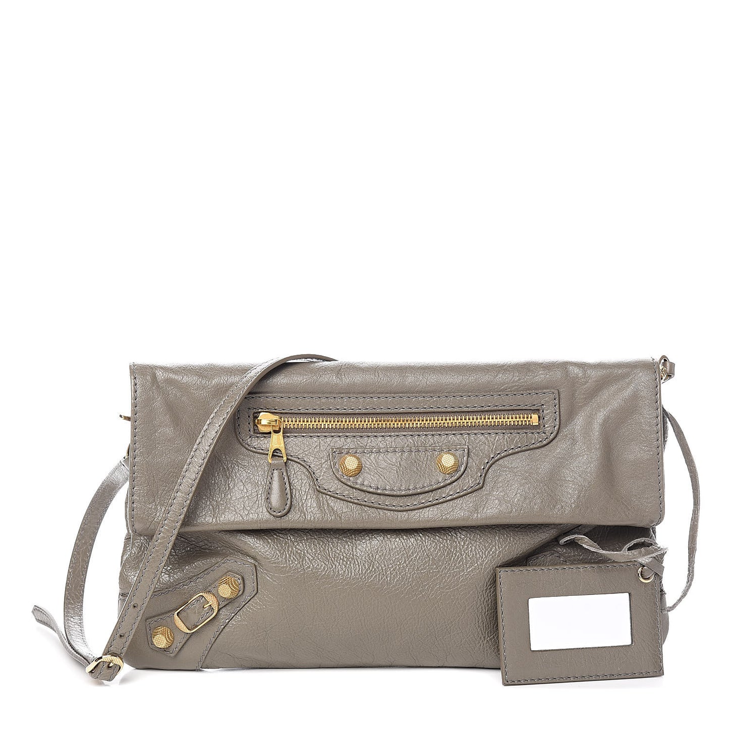 Agneau Giant 12 Gold Hardware Envelope Strap Clutch Beige Liege