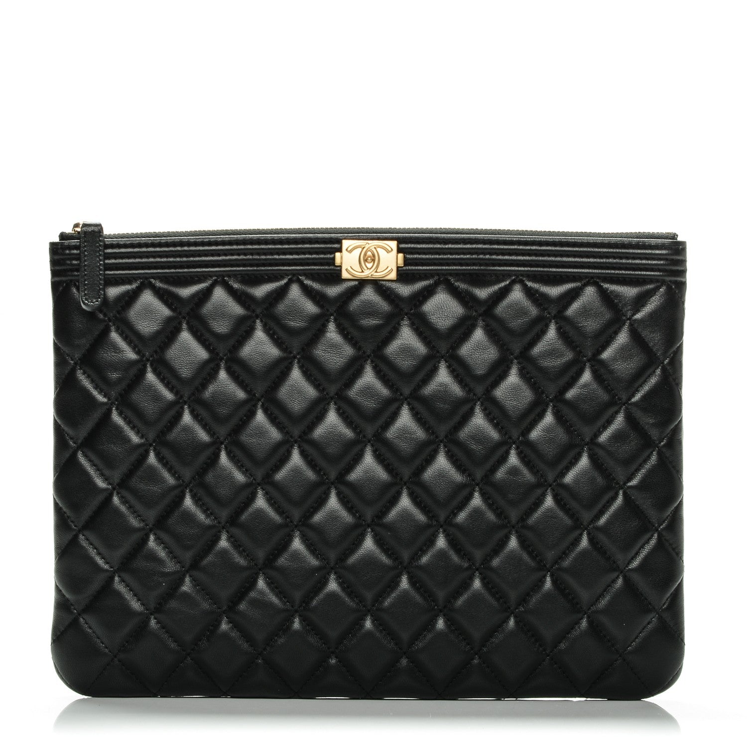 Chanel Lambskin Quilted Medium Boy Cosmetic Case Black 1 of 7