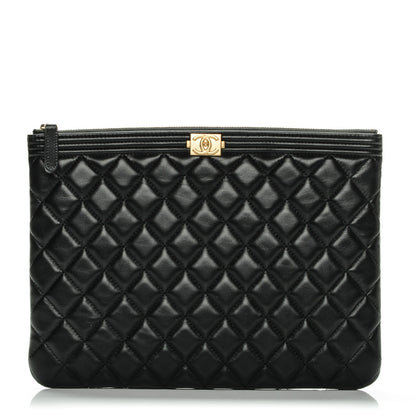 Chanel Lambskin Quilted Medium Boy Cosmetic Case Black 1 of 7