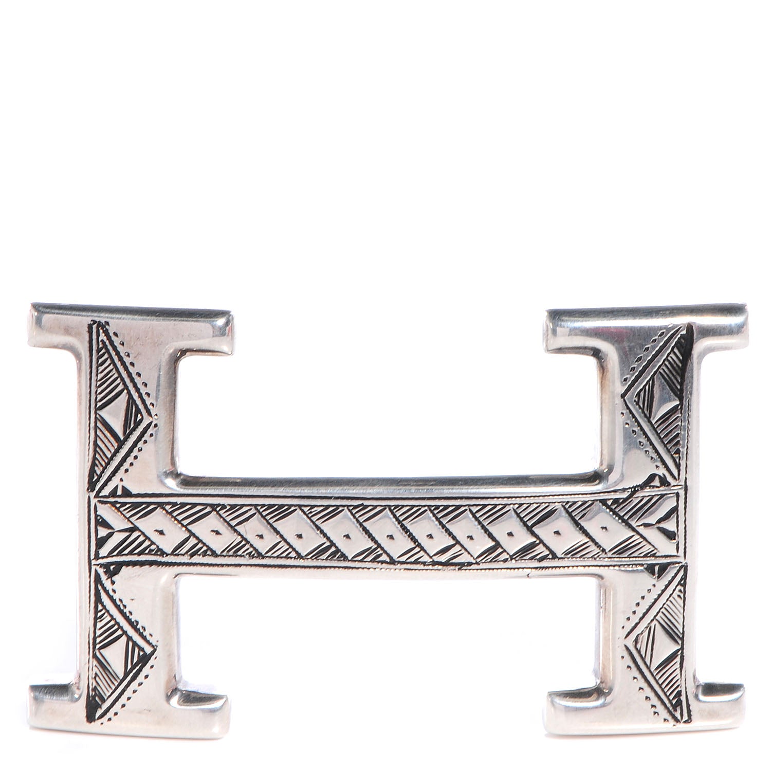 Hermes Sterling Silver Touareg 32mm H Belt Buckle 1 of 6