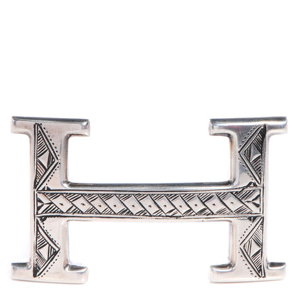 Hermes Sterling Silver Touareg 32mm H Belt Buckle 1 of 6
