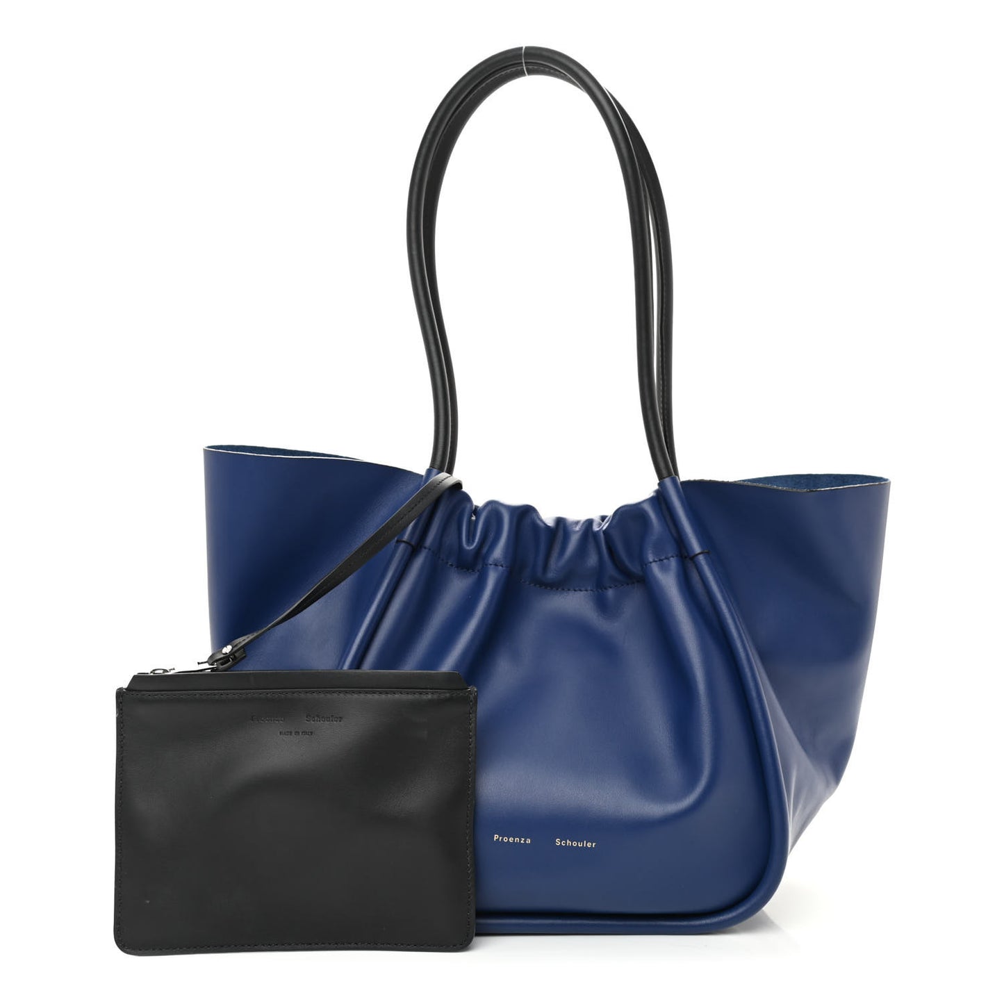 Calfskin Large Ruched Tote Cobalt