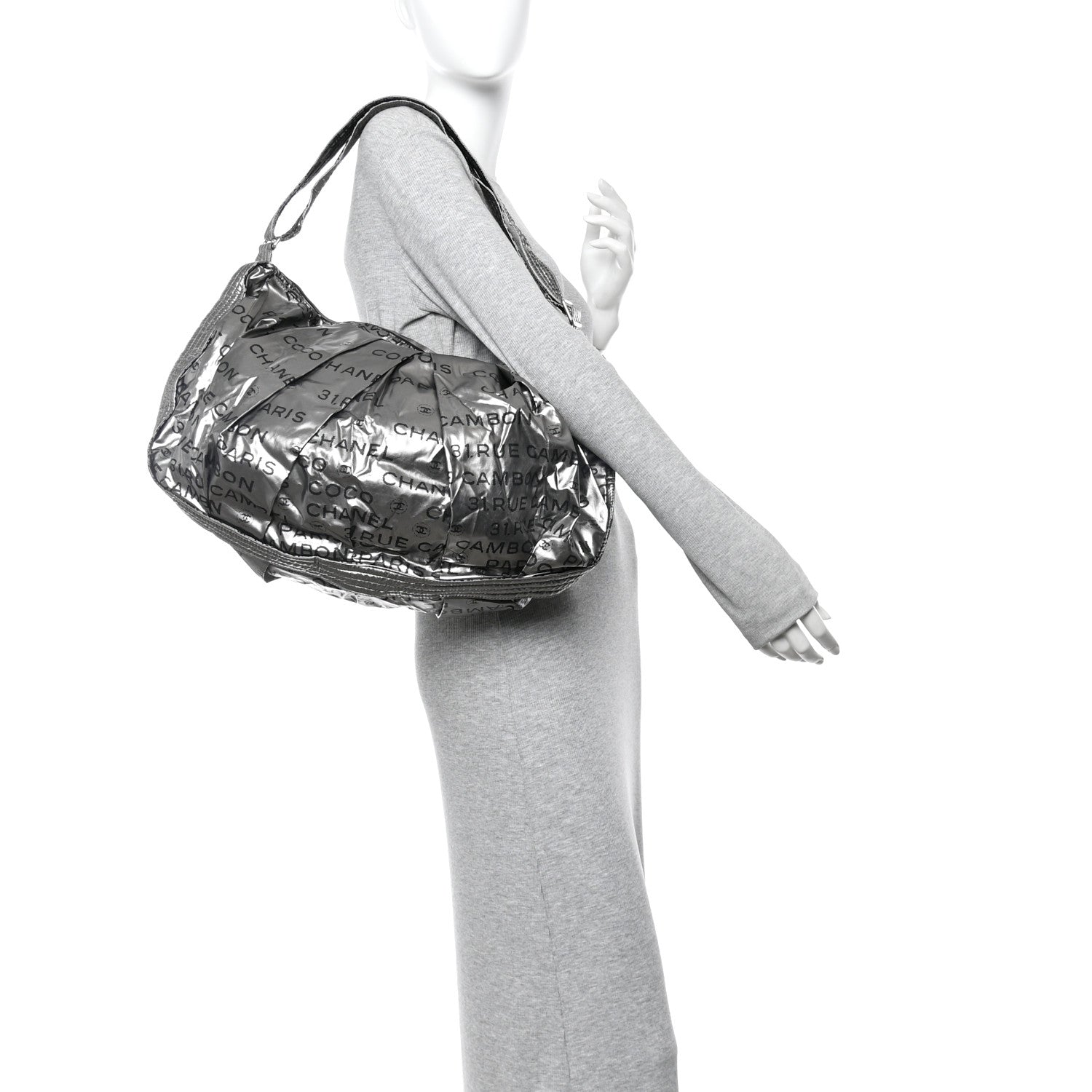 Chanel Metallic Coated Canvas Unlimited Ligne Shoulder Bag Silver 2 of 10