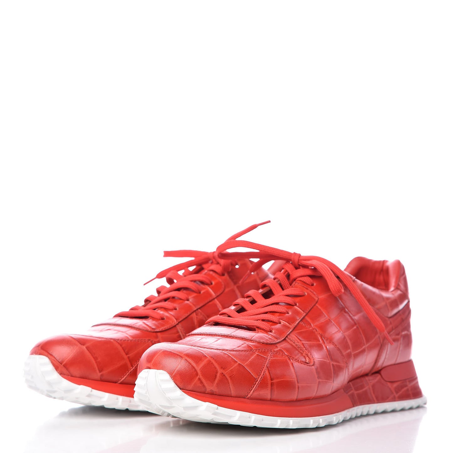Calfskin Crocodile Embossed Run Away Sneakers 9.5 Red