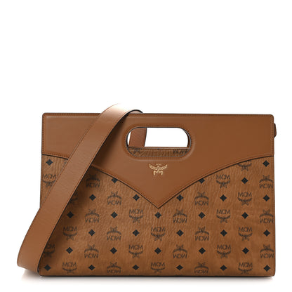 MCM Visetos Calfskin Medium Diamond Tote Cognac 1 of 10