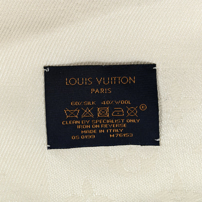 Louis Vuitton Silk Wool Embellished Poppygram Shawl White 3 of 4