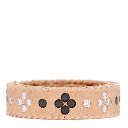 Roberto Coin 18K Rose Gold Black Diamond Love in Verona Satin Band Ring 53 6.5 1 of 4