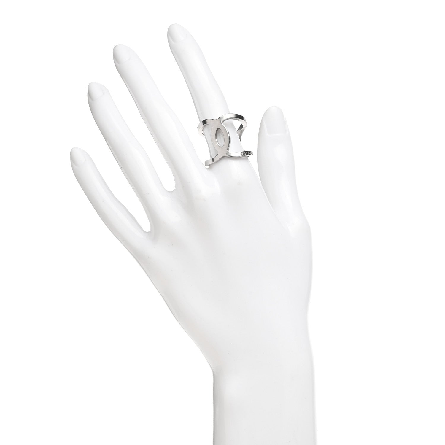 Chanel Metal CC Ring 55 7.25 Silver 2 of 4