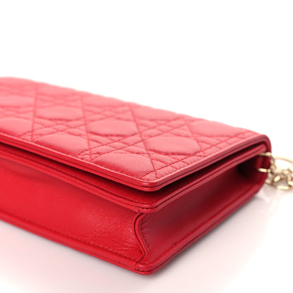 Christian Dior Lambskin Cannage Lady Dior Pouch Red 10 of 10
