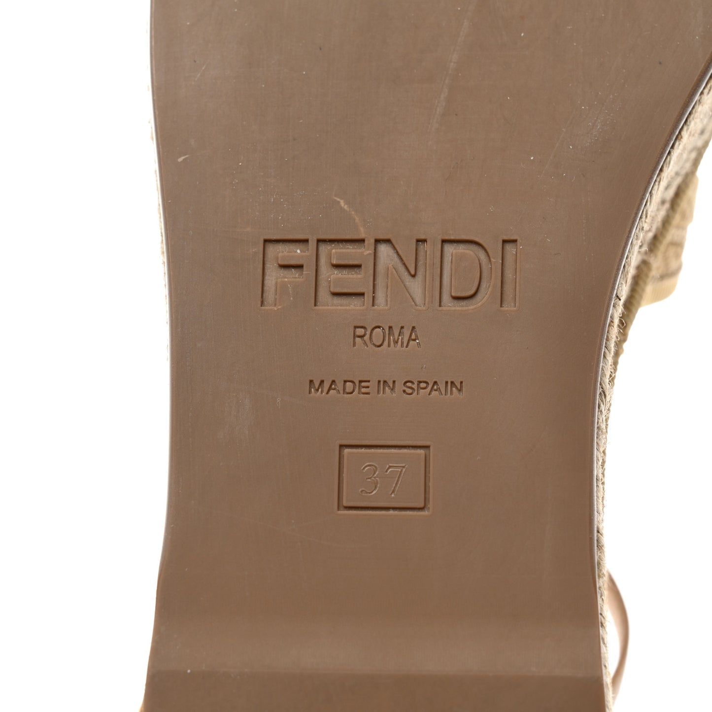 Raffia FF Embroidered Espadrille Platform Sandals 37 Natural