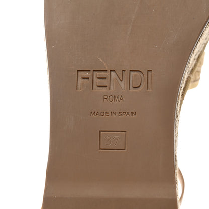 Fendi Raffia FF Embroidered Espadrille Platform Sandals 37 Natural 7 of 8