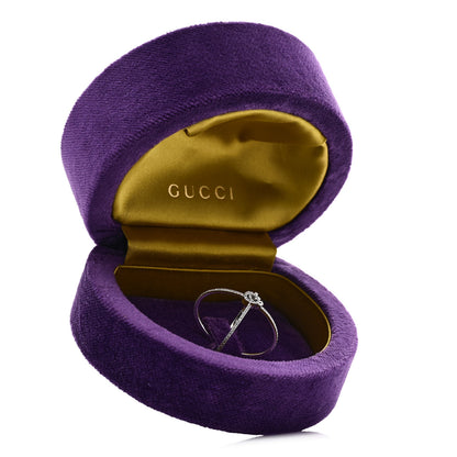 Gucci 18K White Gold Diamond Running G Cross Ring 56 7.5 3 of 5