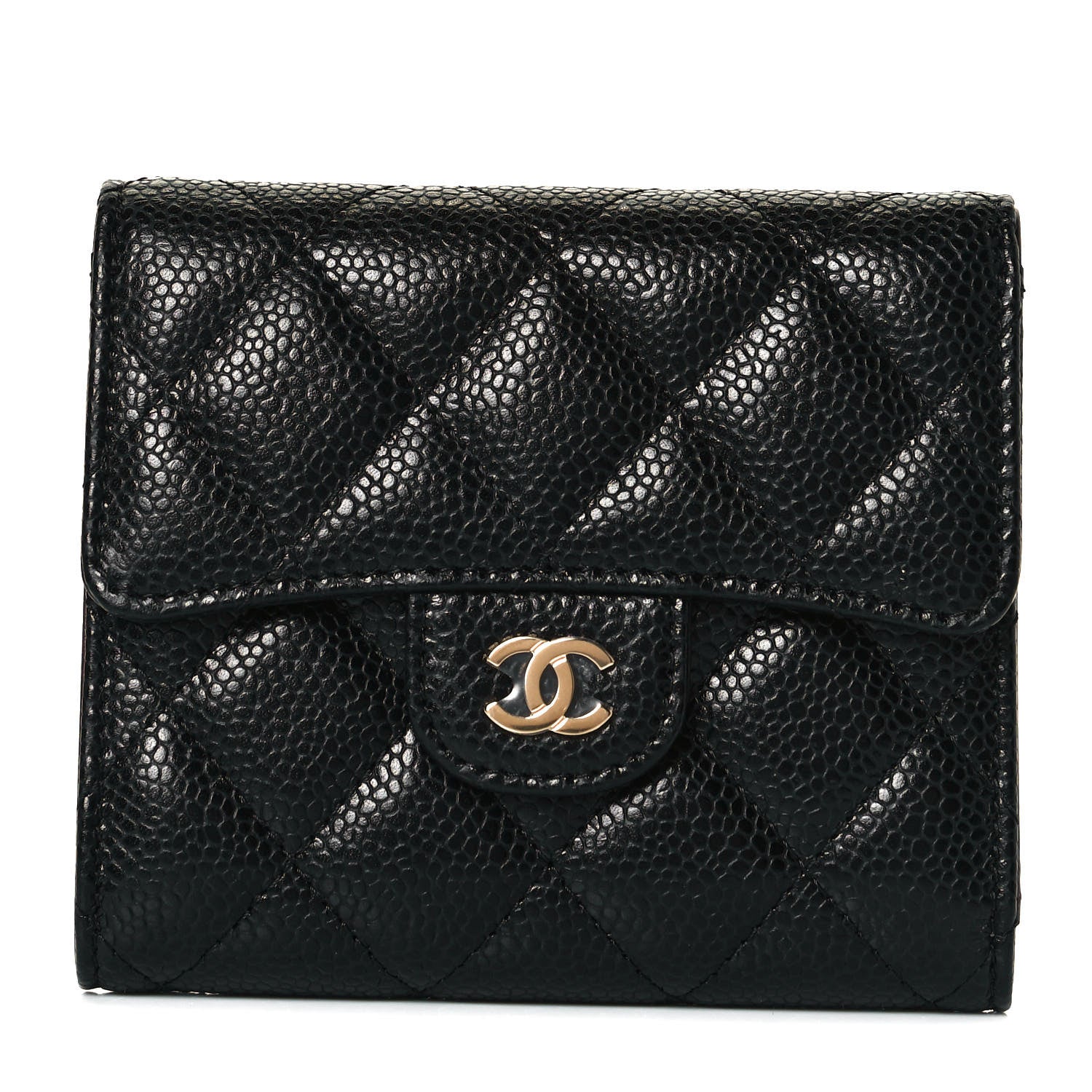 Chanel Caviar Quilted Compact Flap Wallet Black 1 of 8