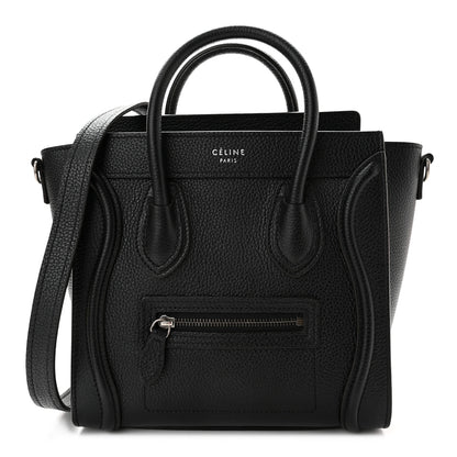 Celine Drummed Calfskin Nano Luggage Black 1 of 9