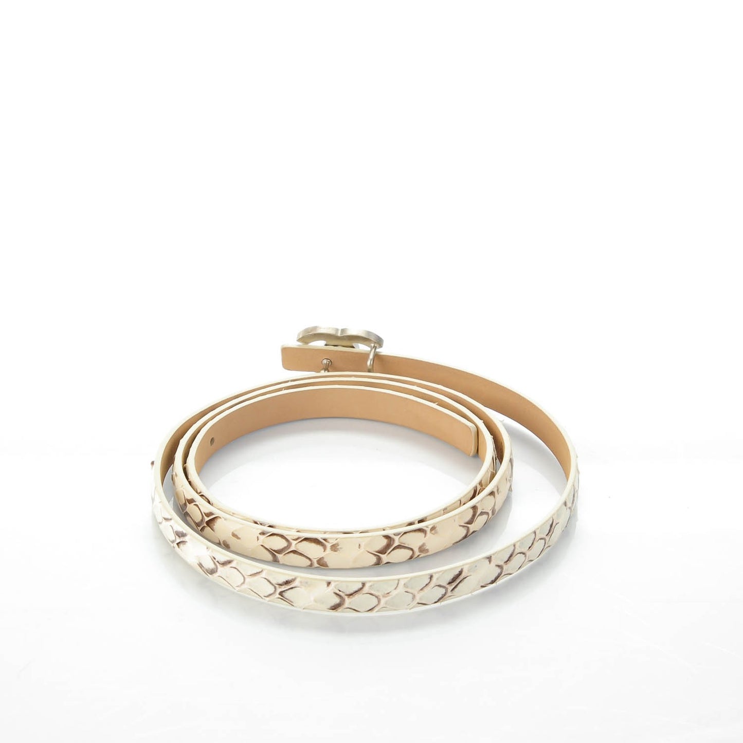 Python CC Logo Skinny Belt 90 36 White