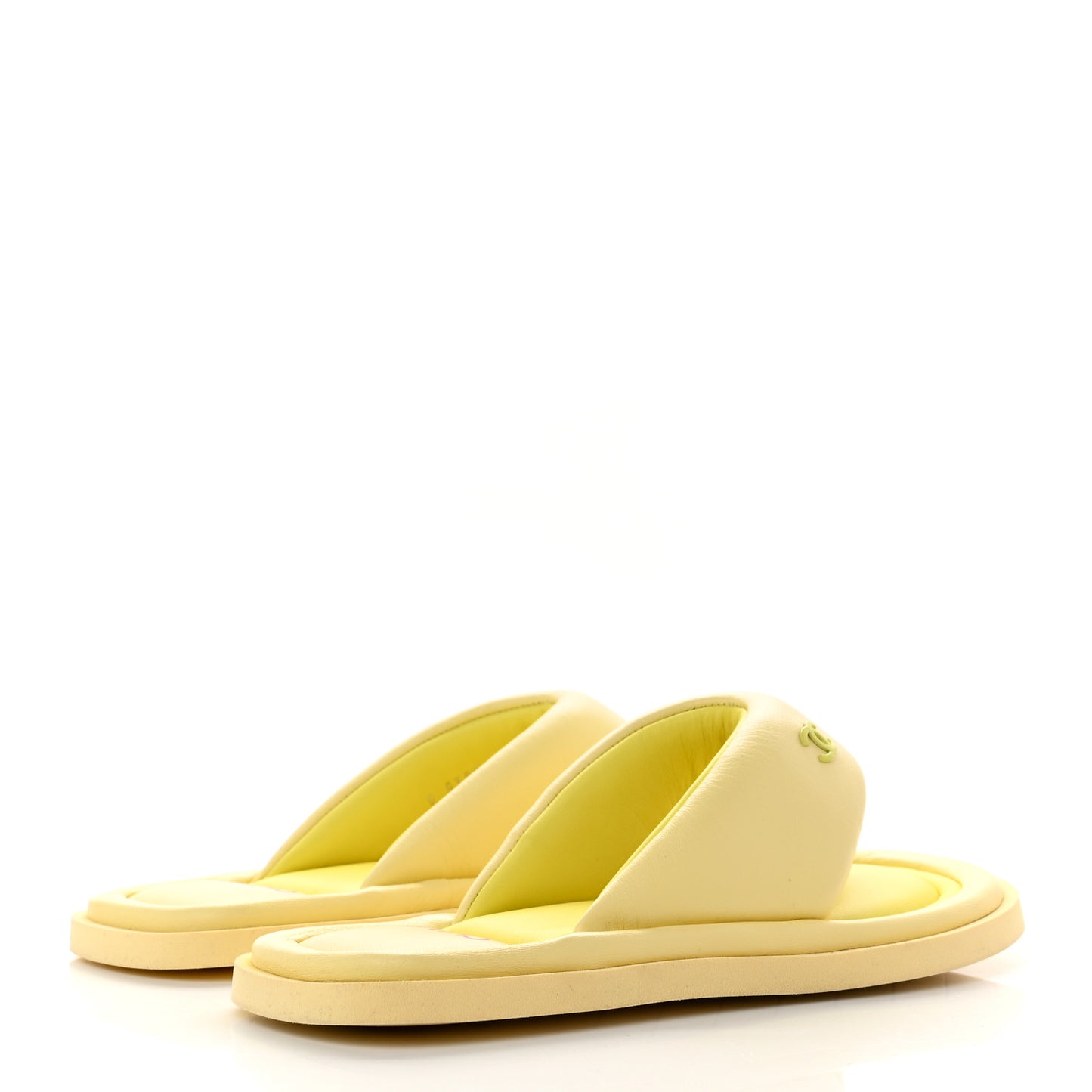Lambskin Padded Pool Thong Sandals 36 Yellow
