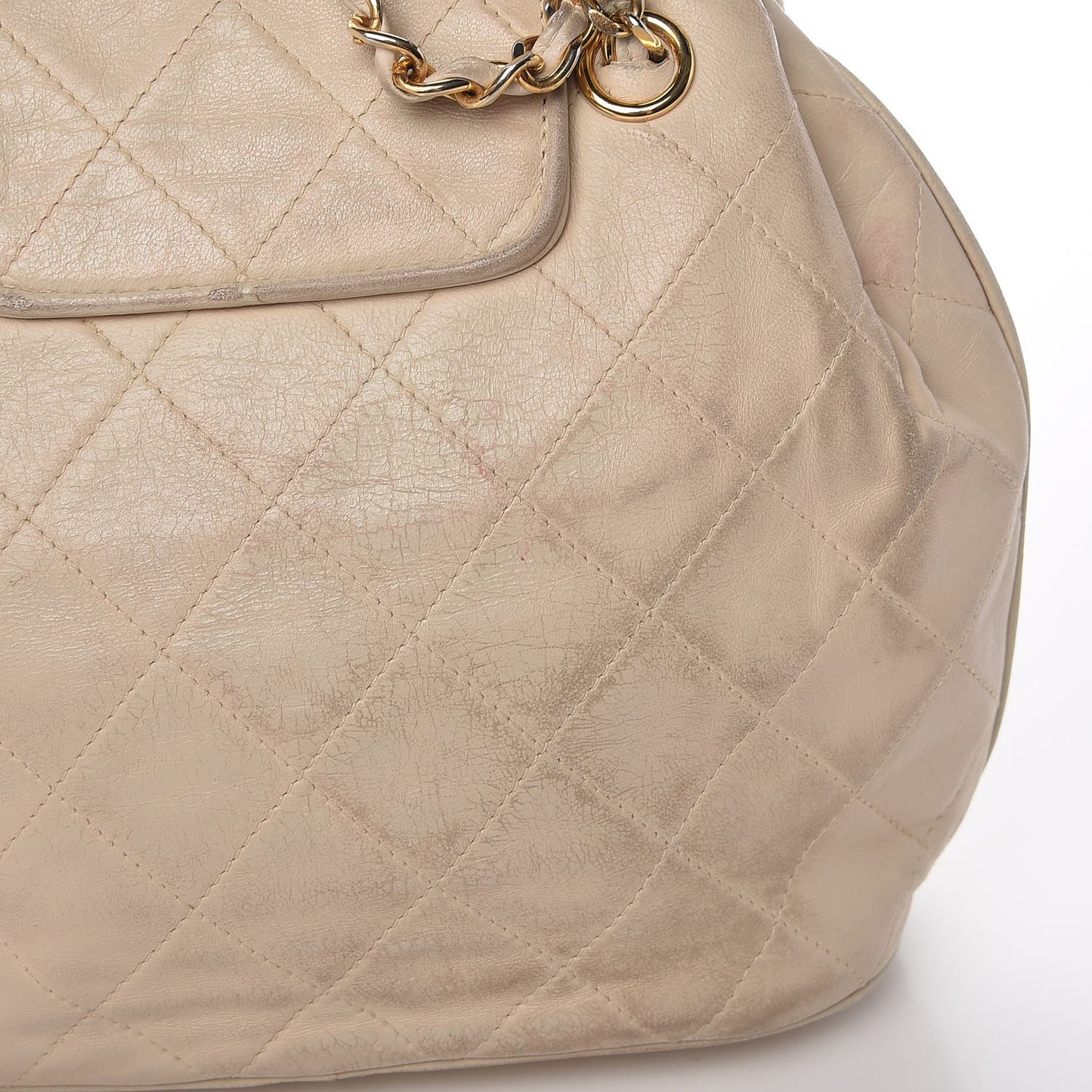 Lambskin Quilted Tassel Shoulder Bag Beige