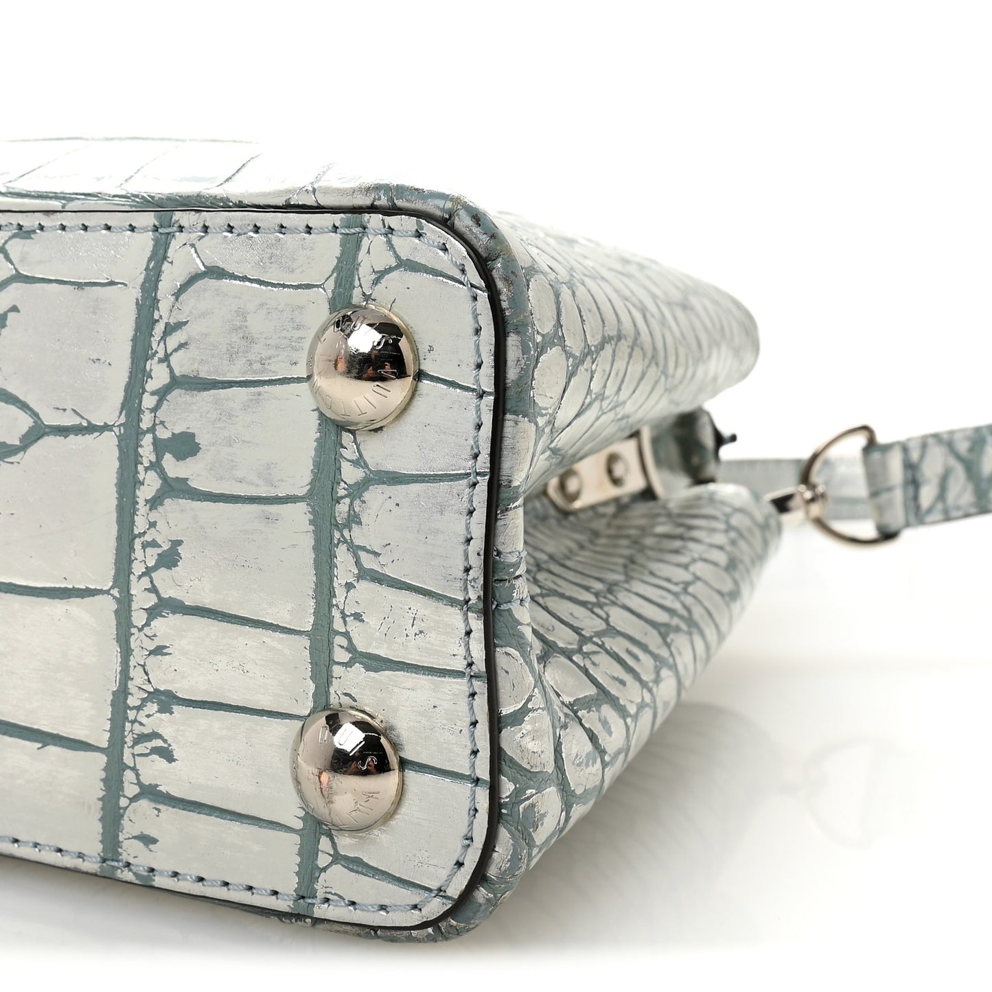 Alligator Capucines BB Blue Silver