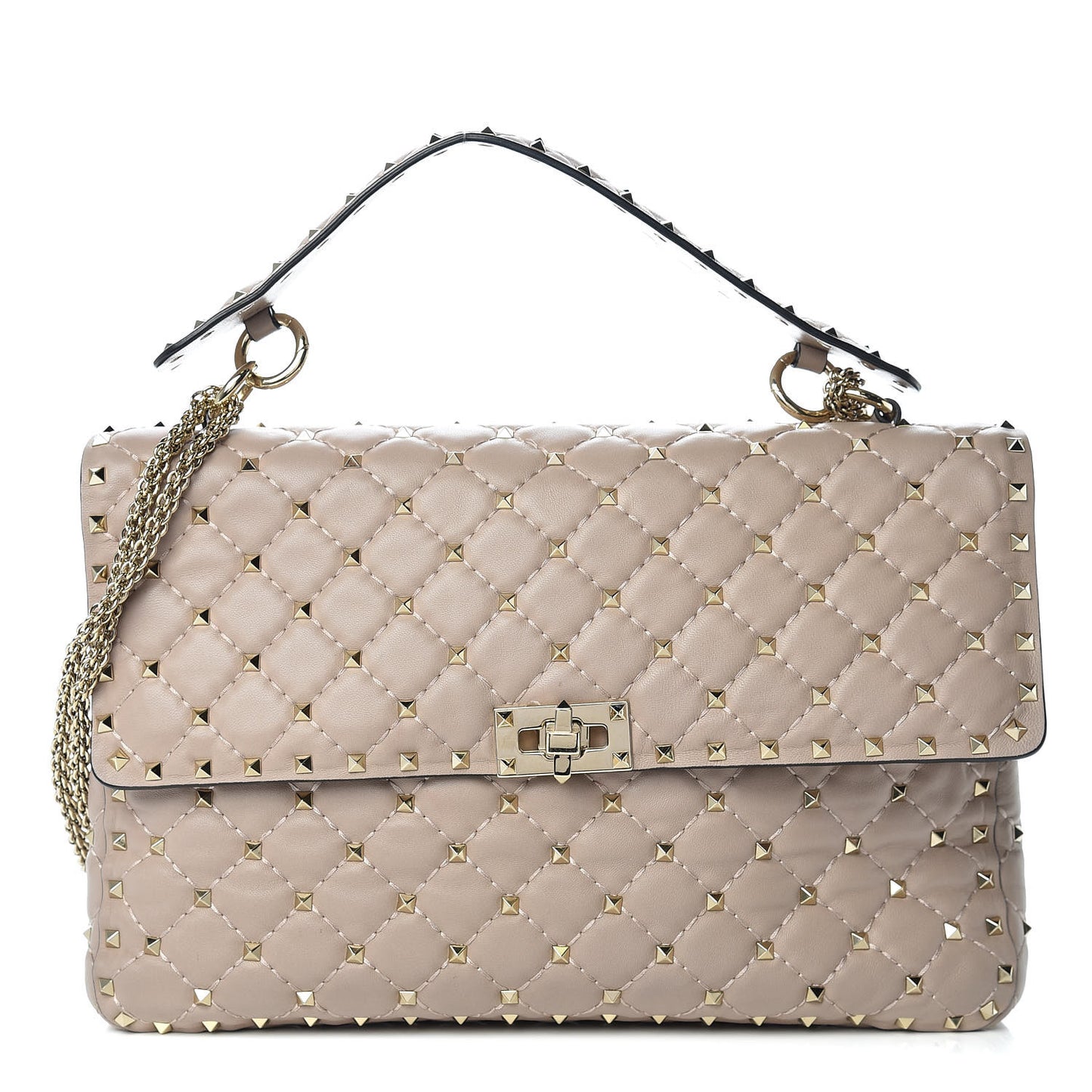 Nappa Large Rockstud Spike Shoulder Bag Poudre