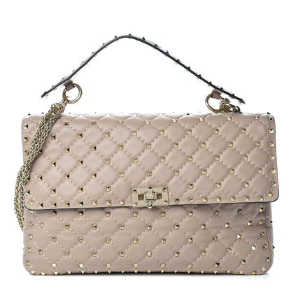 Valentino Garavani Nappa Large Rockstud Spike Shoulder Bag Poudre 1 of 14