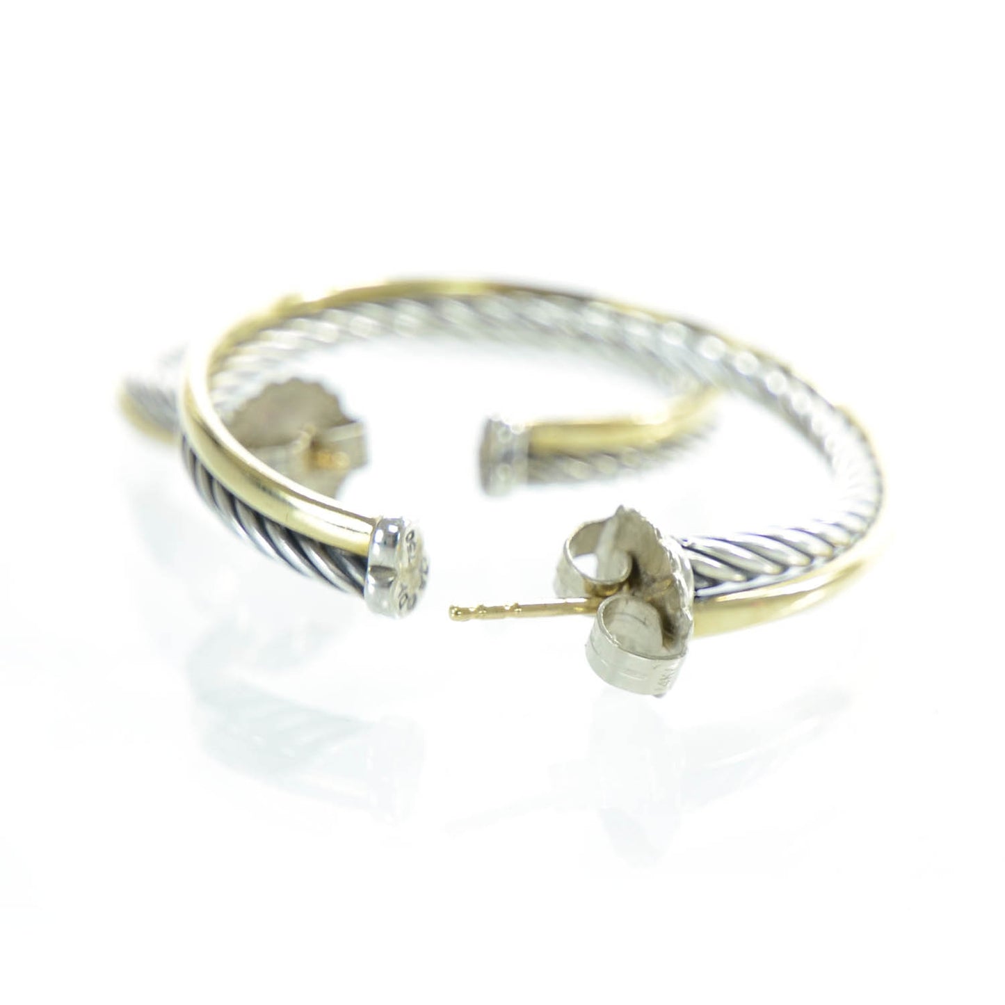 18k Gold Sterling Silver Crossover Cable Hoop Earrings
