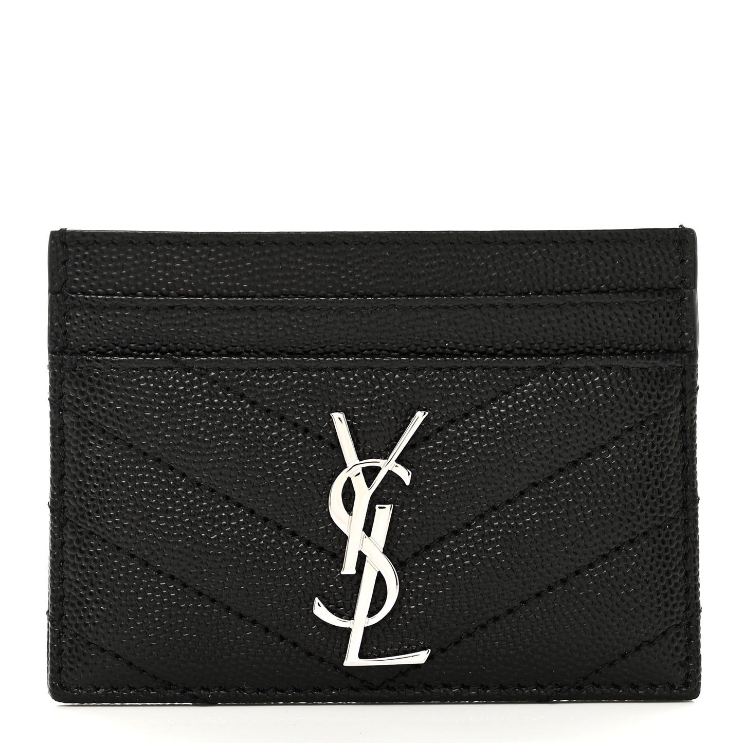Grain De Poudre Matelasse Chevron Monogram Credit Card Case Black