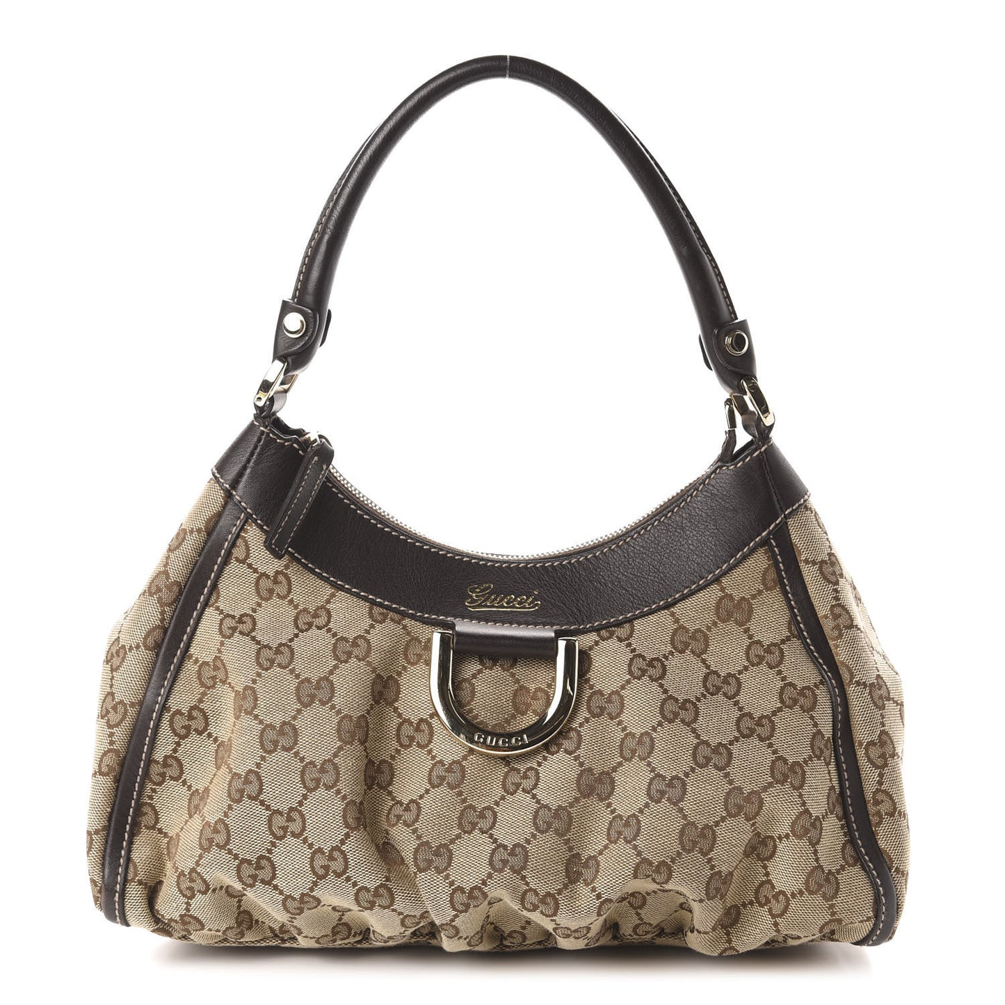 Monogram Medium D Gold Ring Hobo Dark Brown