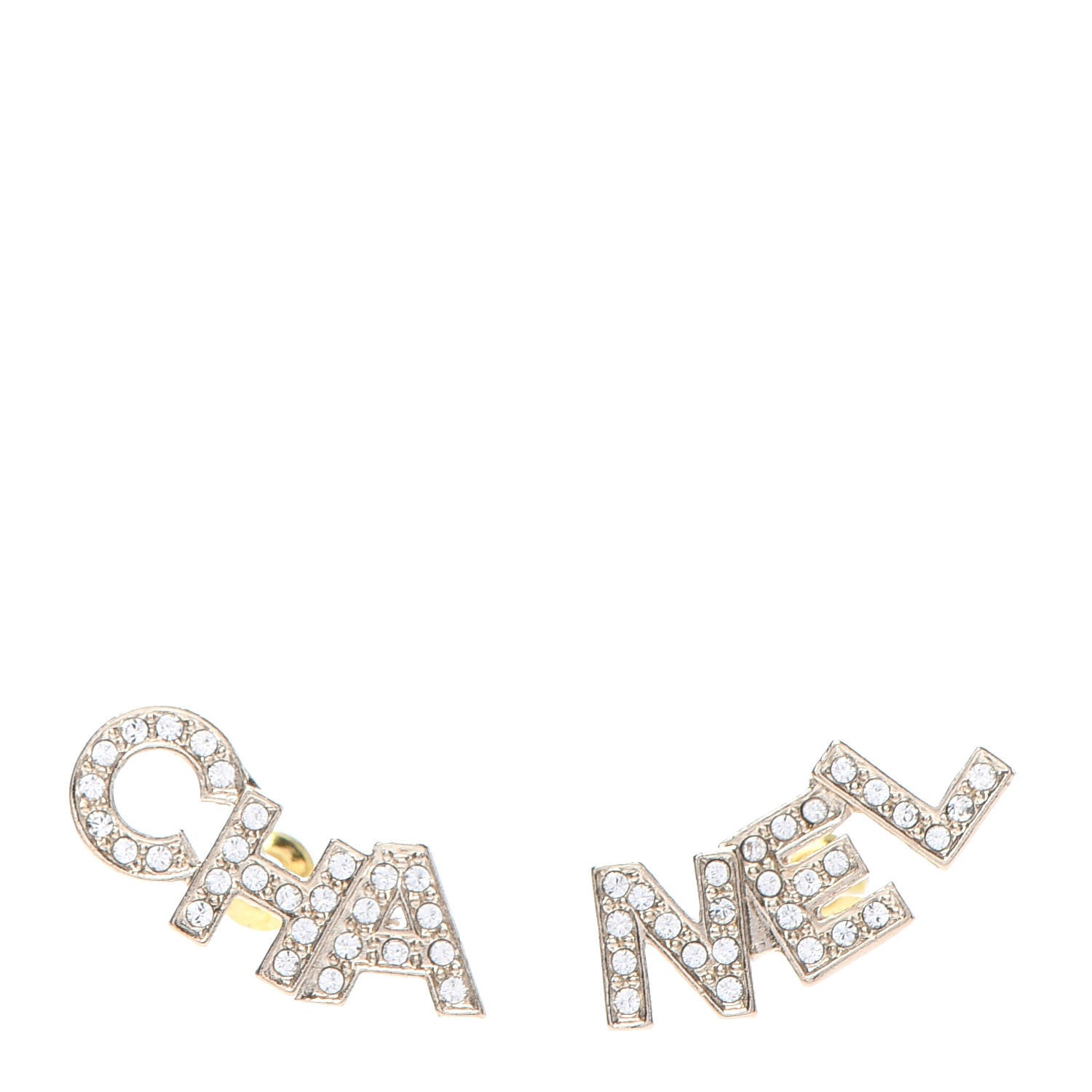 Chanel Crystal Pearl Signature Stud Earrings Gold 1 of 5
