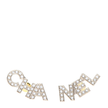 Chanel Crystal Pearl Signature Stud Earrings Gold 1 of 5