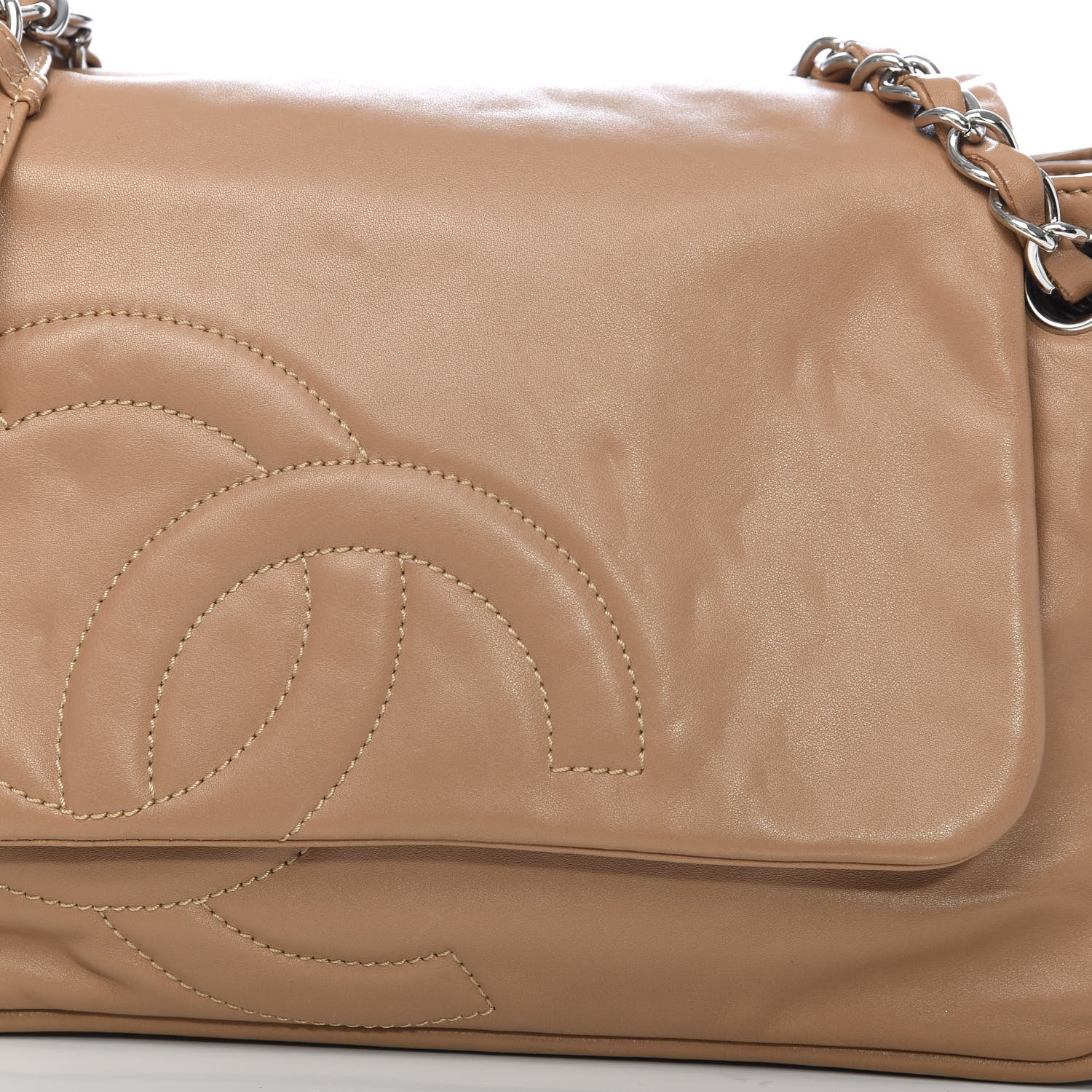 Chanel Calfskin Diagonal Ligne Flap Beige 11 of 12