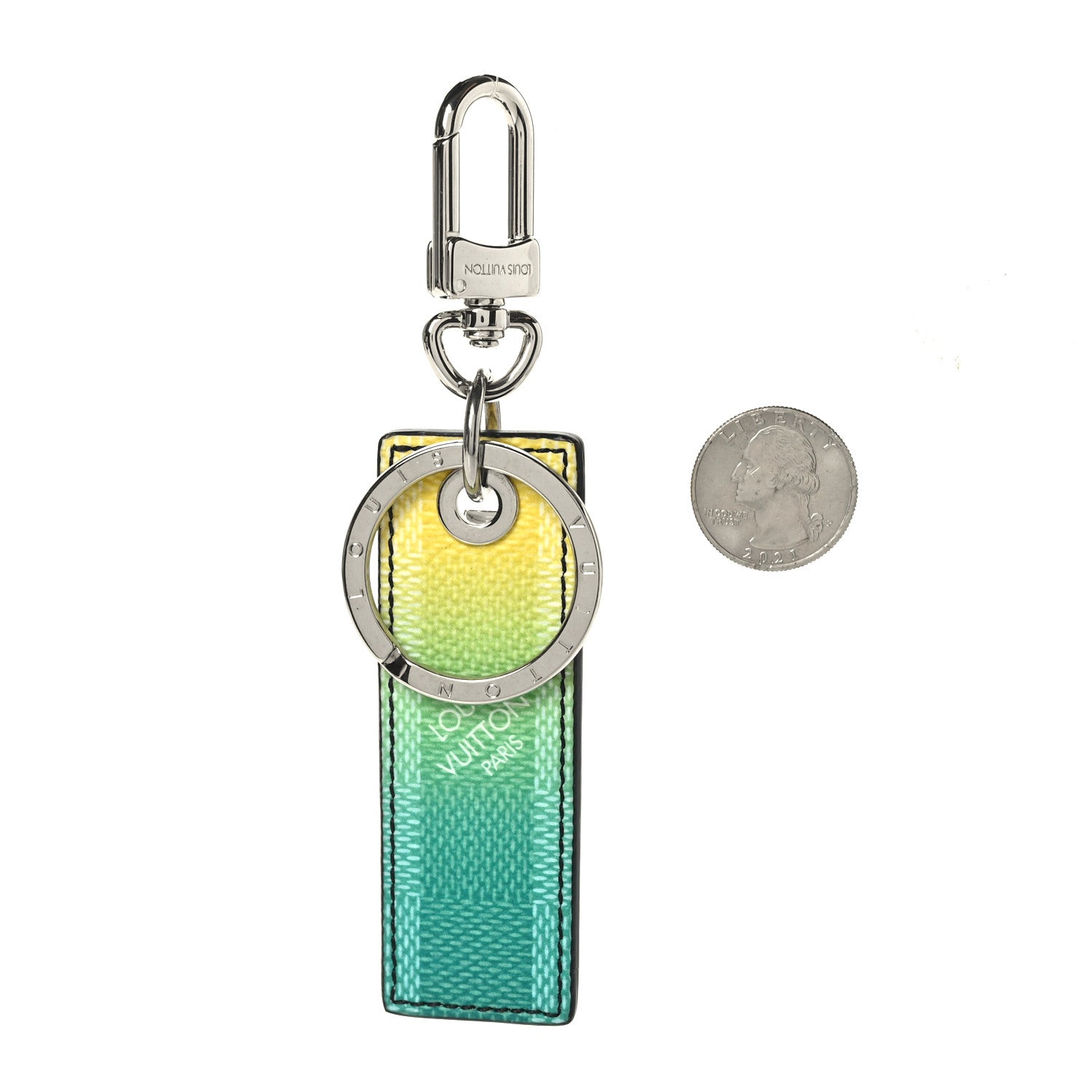 Louis Vuitton Damier Stripes Tab Key Holder Bag Charm Green 2 of 3