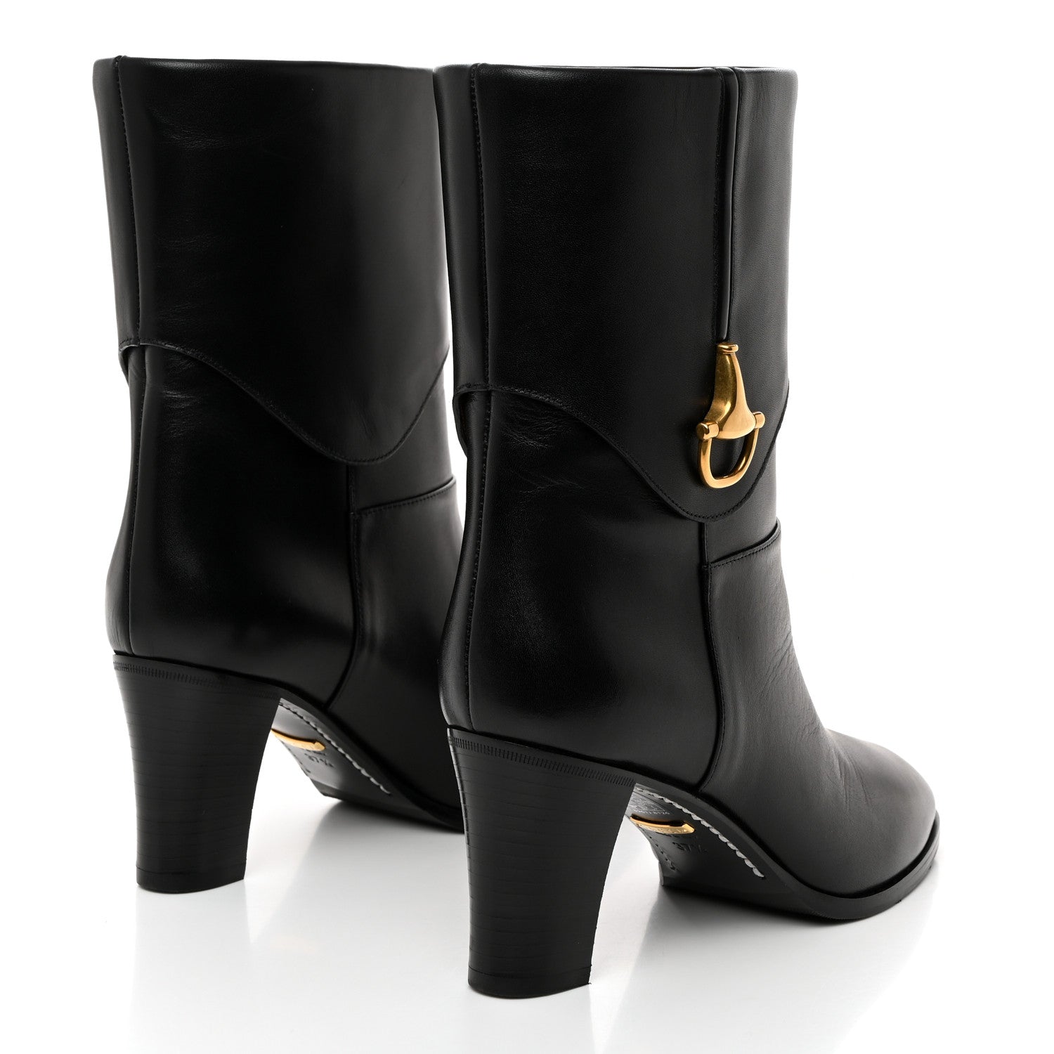 Gucci Calfskin Horsebit Elizabeth Ankle Boots 37.5 Black 4 of 9