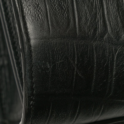 Saint Laurent Calfskin Crocodile Embossed Large Sac De Jour Carryall Black 13 of 25