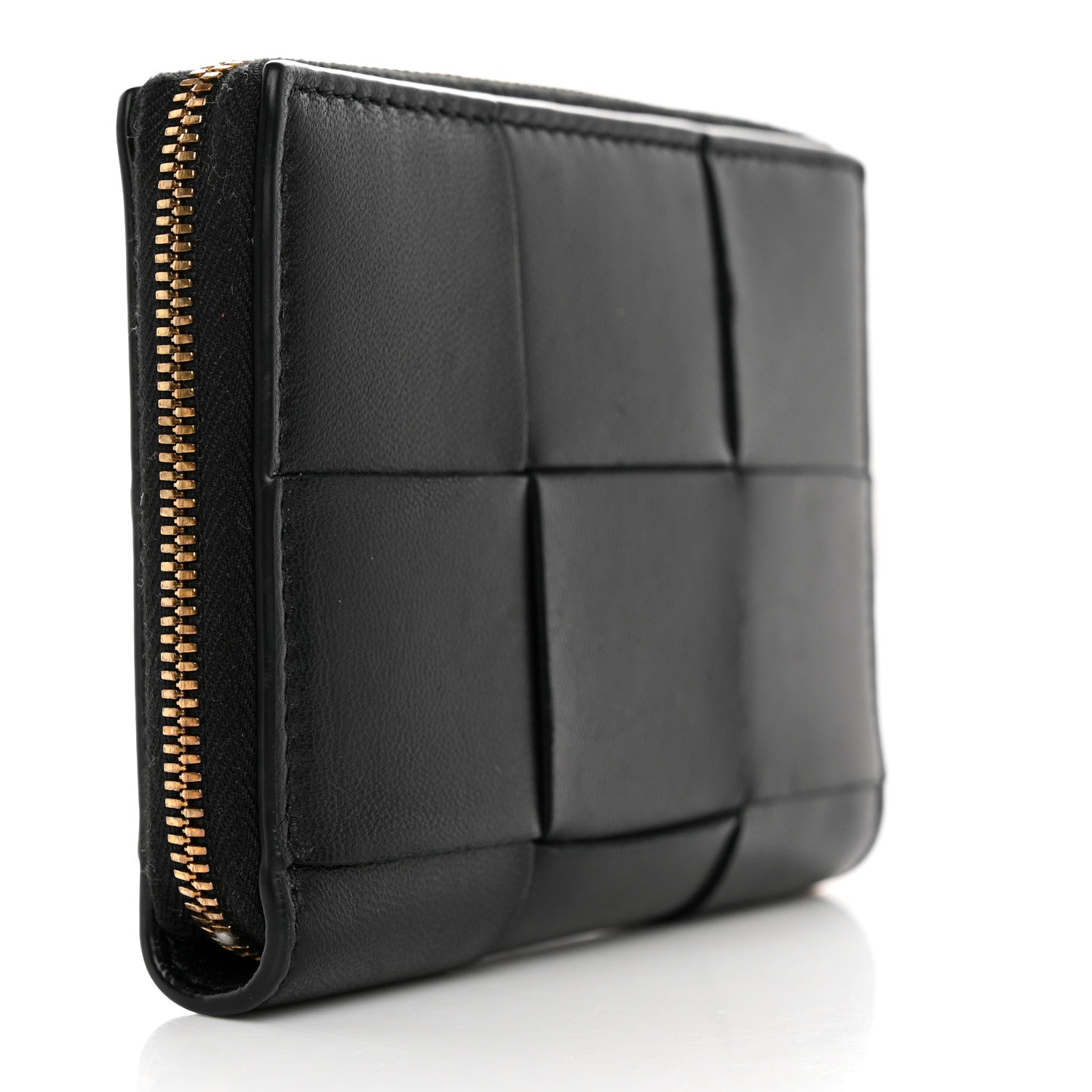 Bottega Veneta Calfskin Maxi Intreccio Zip Around Wallet Black 3 of 7