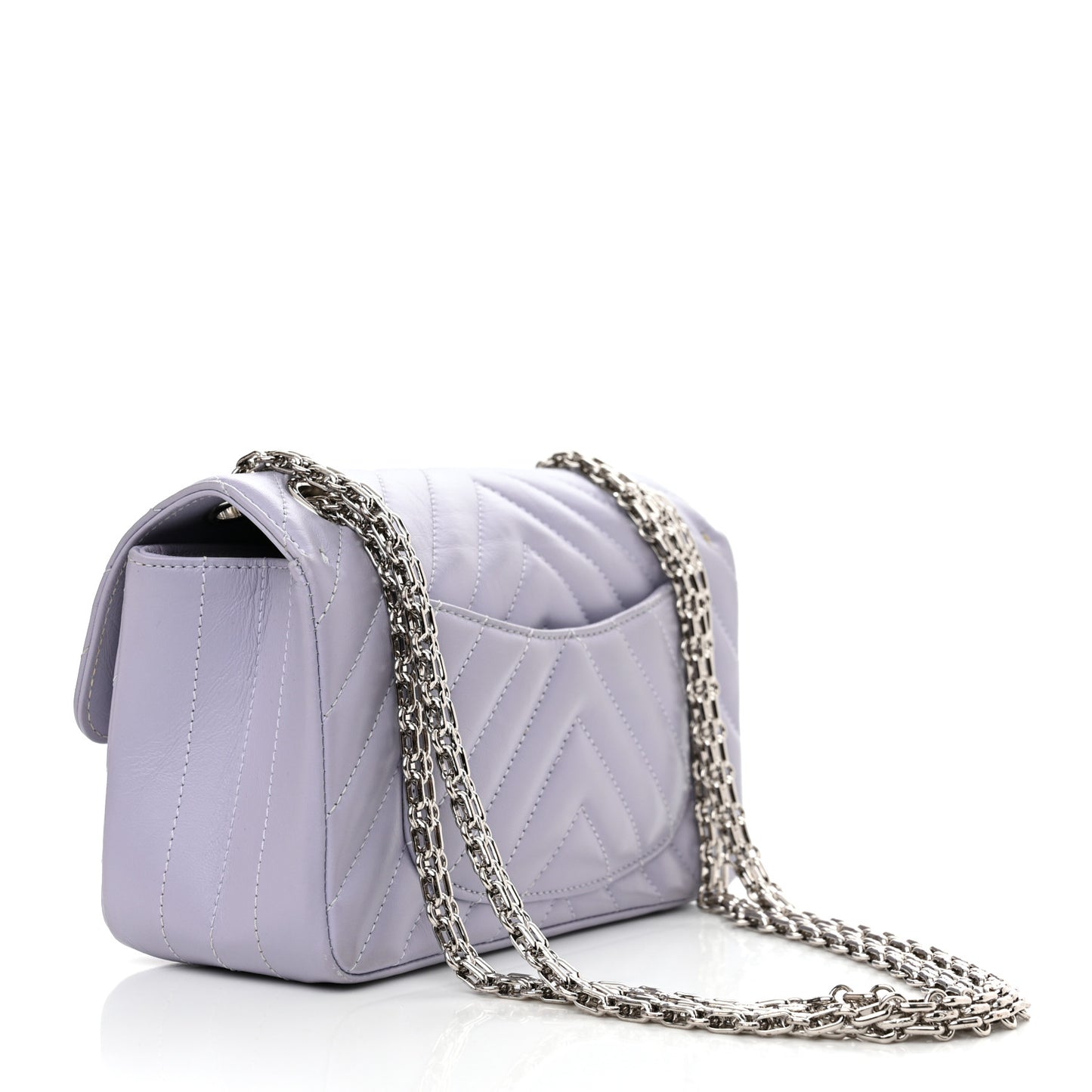 Aged Calfskin Chevron Quilted 2.55 Reissue Mini Flap Light Purple