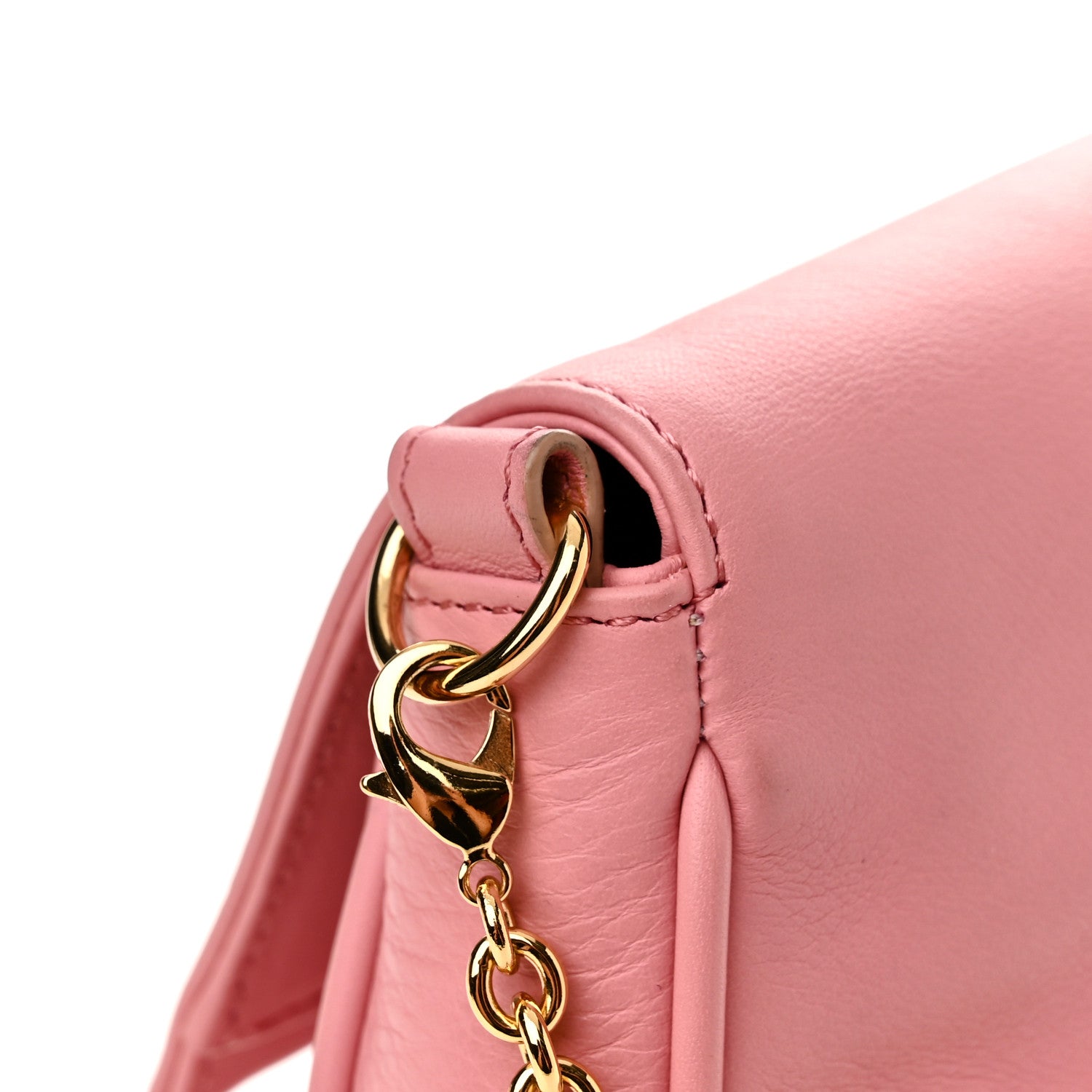 Fendi Vitello Flamingo Enamel Fendista Pouchette Crossbody Pink 13 of 14