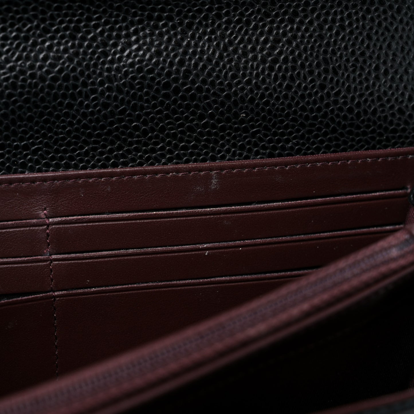 Caviar Quilted Large Gusset Flap Wallet Black