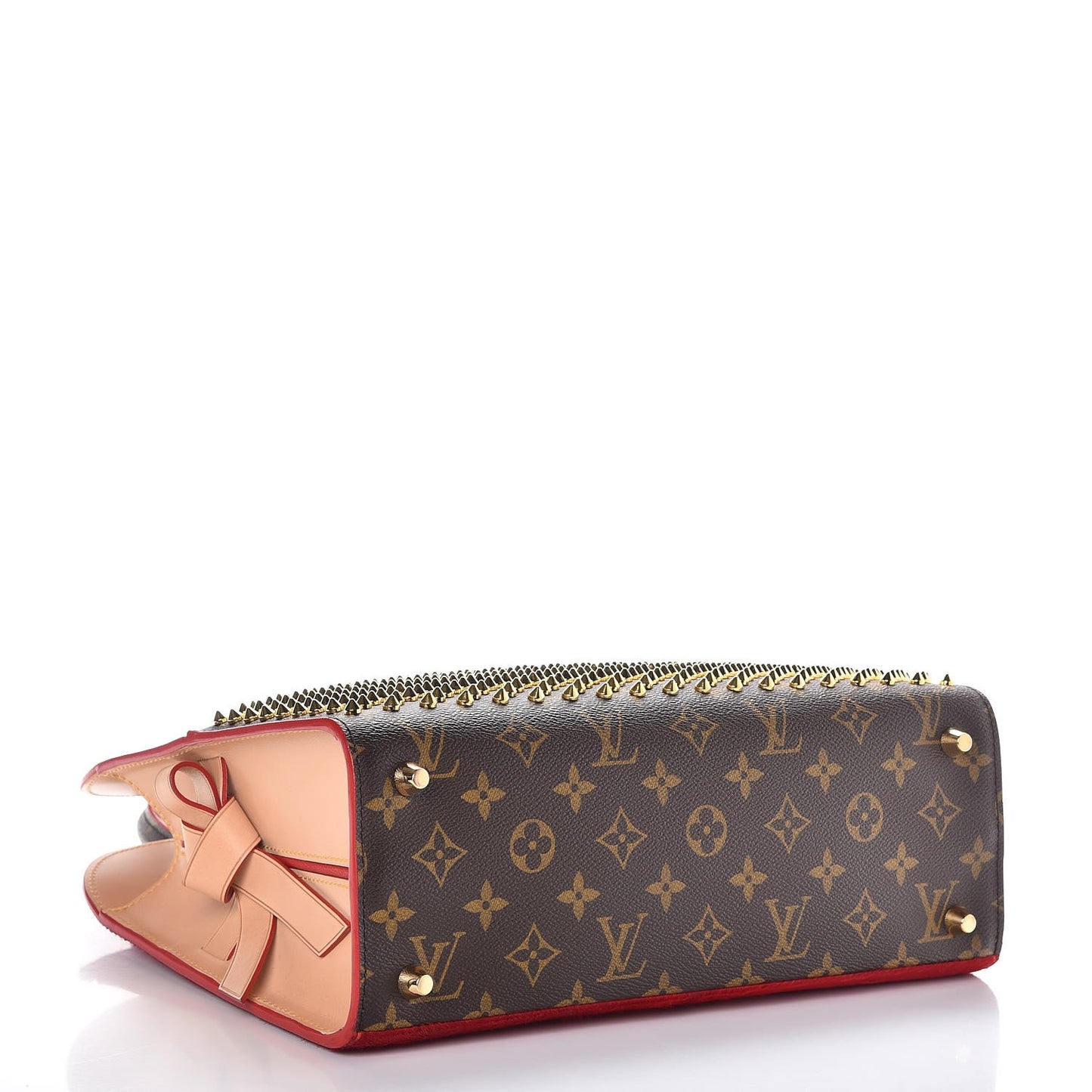 Monogram Calf Hair Spikes Iconoclasts Christian Louboutin Tote Red