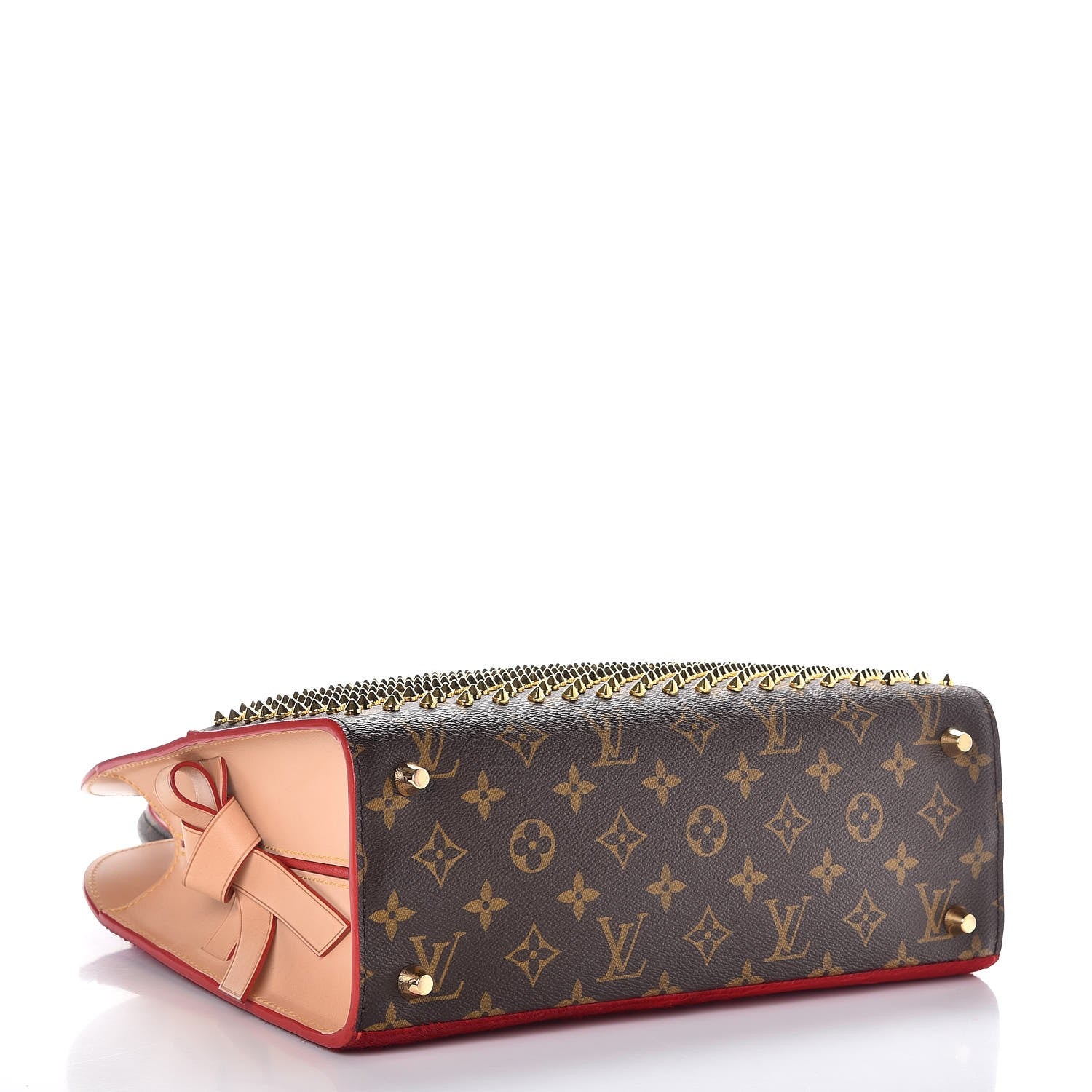 Louis Vuitton Monogram Calf Hair Spikes Iconoclasts Christian Louboutin Tote Red 5 of 8