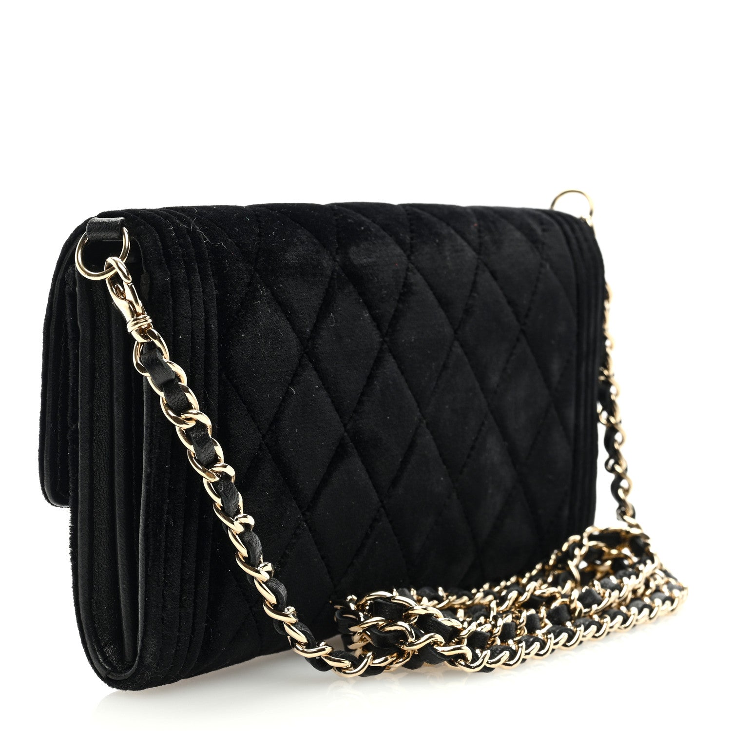 Chanel Velvet Boy Wallet On Removable Chain Black 2 of 8