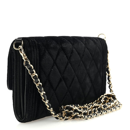 Chanel Velvet Boy Wallet On Removable Chain Black 2 of 8