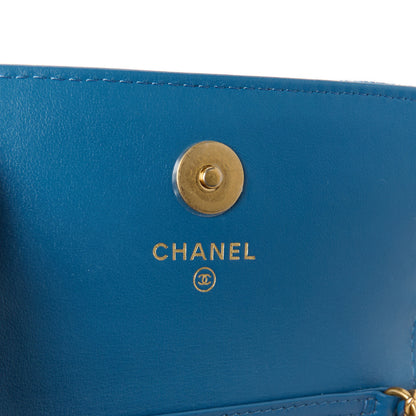 Chanel Denim Quilted CC Pearl Crush Clutch With Chain Blue 6 of 11