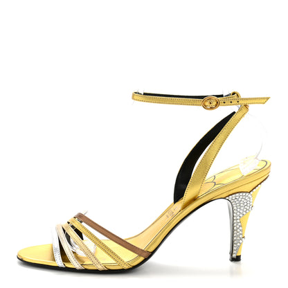 Valentino Garavani Laminated Nappa Crystal Ladycrush 85mm Sandals 39.5 Multicolor Silver 1 of 10